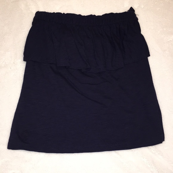 Lilly Pulitzer Navy Off-The-Shoulder Ruffle Top - Picture 1 of 2